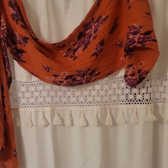 Free People Accessories - Free People Floral Scarf in Orange and Purple